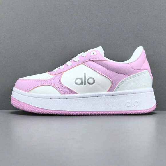 Alo Yoga Recovery Mode Low-Top Color-Blocked Sneakers In Pink And White - Picture 3 of 9